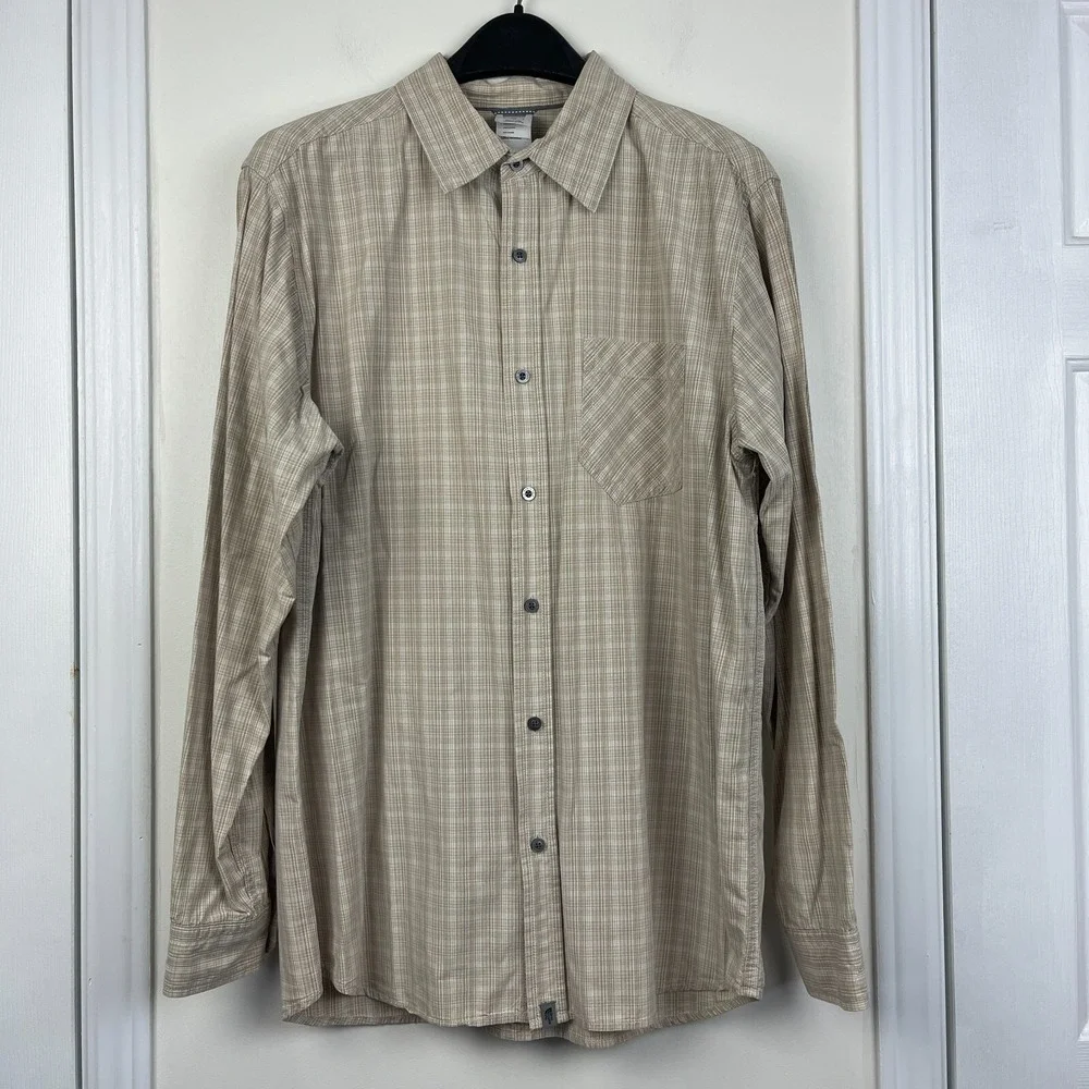 The North Face Button Down Shirt Mens L Tan Plaid Long Sleeve Excellent‎ AP5V
